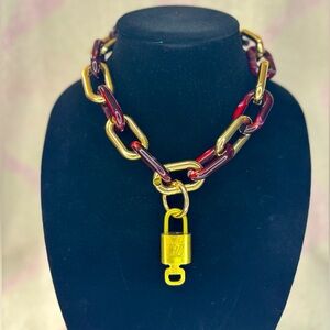 LV authentic lock and key #318 & Camila C. Necklace Acrylic &  gold toned links.